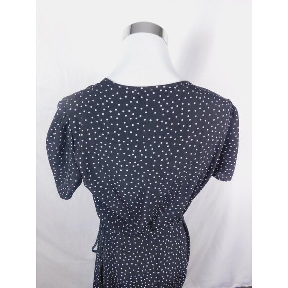 Prettygarden Dress Womens Medium Black Polka Dot Wrap Maxi Ruffle Short Sleeve - Picture 7 of 12
